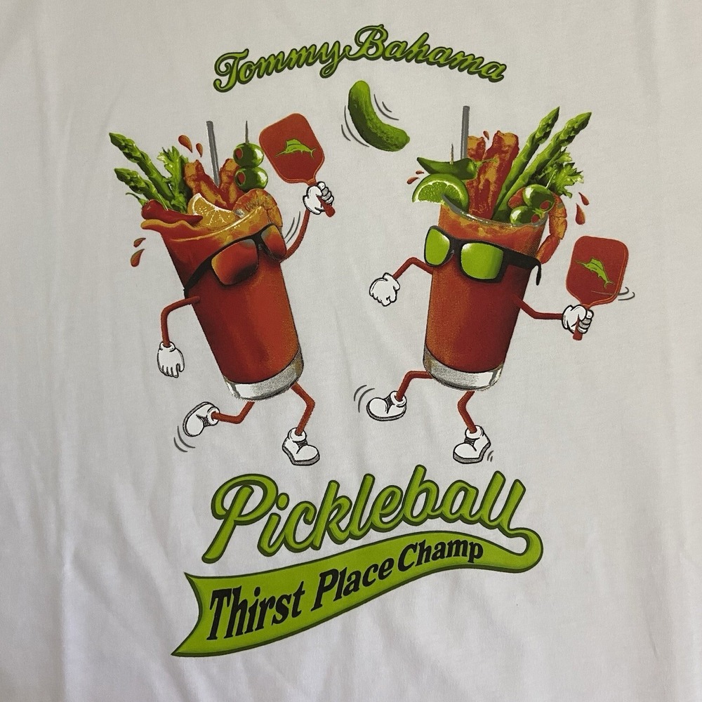 Tommy Bahama Men TShirt Pickle Ball Thirst Down Champions Shirt Small White New